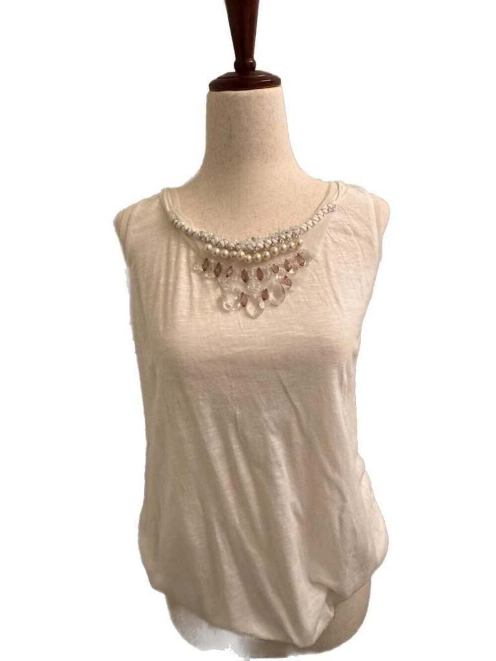 LOFT White Beaded Embellished Halter Tank Top